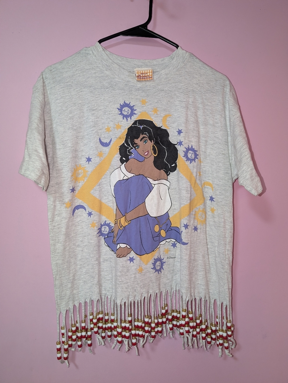 Vintage 90s Disney Esmeralda Hunchback Of Notre Dame Fringe T-Shirt - Picture 1 of 6